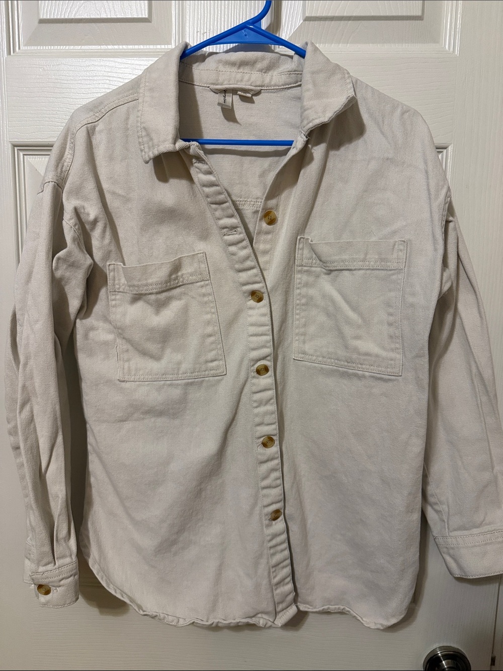 Men's Casual Cream Button-Up Workshirt
